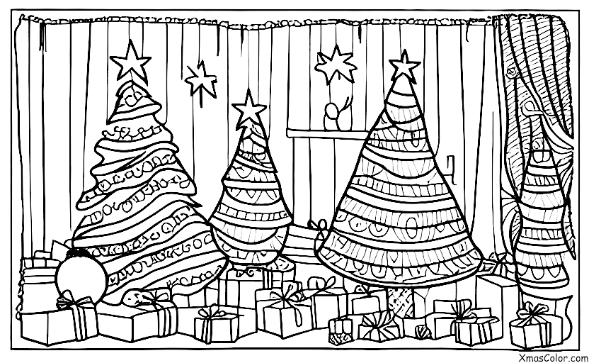 Noël / Sapins de Noël: Un petit sapin de Noël dans une chambre d'enfant
