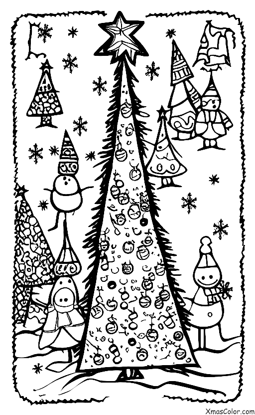Noël / Sapins de Noël: Un sapin de Noël en plein air dans la neige