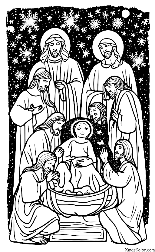 Noël / Scène de la nativité: Jésus dans la crèche