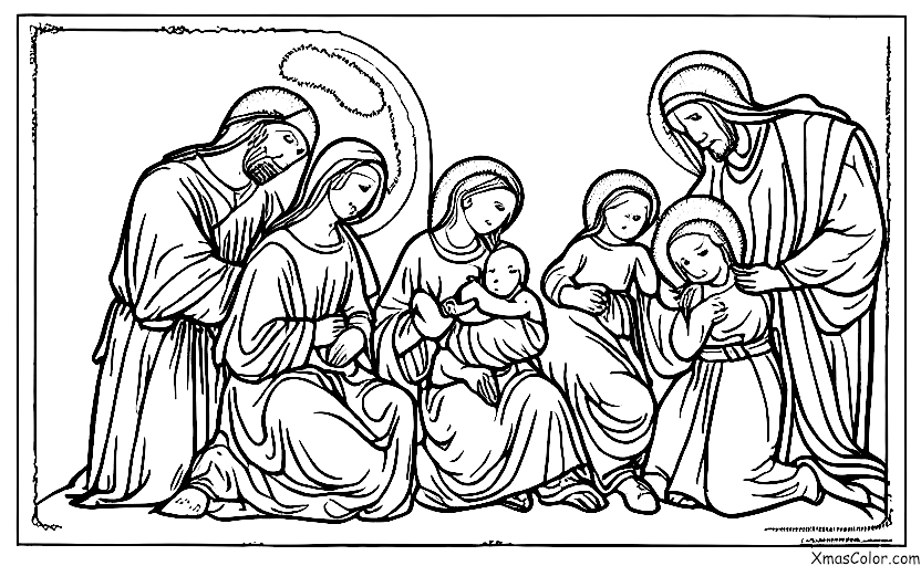 Noël / Scène de la nativité: L'enfant Jésus avec Marie et Joseph