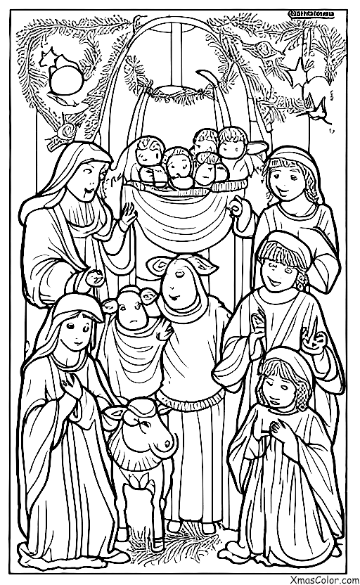Noël / Scène de la nativité: La crèche complète