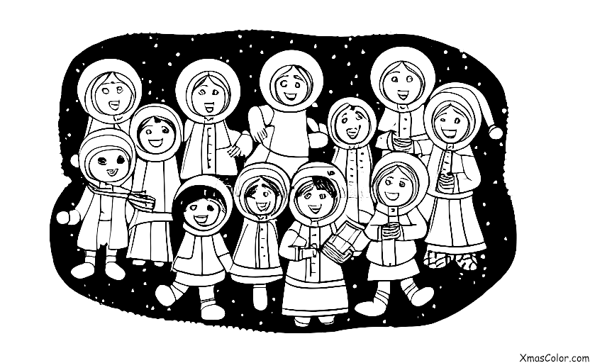 Noël / Silence éternel: Un groupe de chanteurs de Noël chantant Silent Night