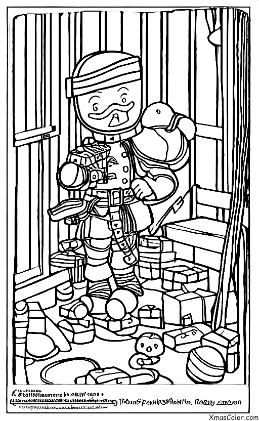 Noël / Soldats de plomb: Un soldat de plomb qui se prépare pour aller se coucher