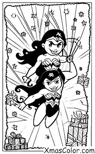 Noël / Superhéros de Noël: Femme Marvel volant