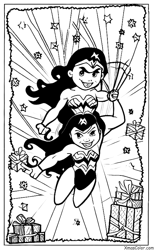 Noël / Superhéros de Noël: Femme Marvel volant