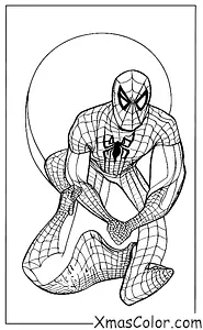 Noël / Superhéros de Noël: Spiderman tissant sa toile à travers la ville