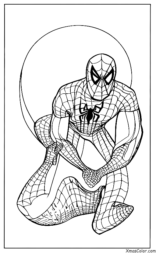 Noël / Superhéros de Noël: Spiderman tissant sa toile à travers la ville