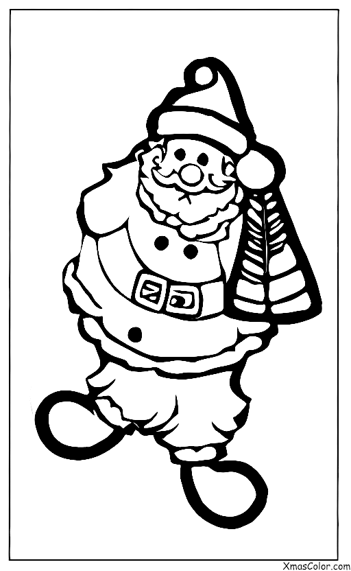Noël / Suspendre des ornements de Noël: Père Noël et ses lutins suspendus aux ornements de Noël