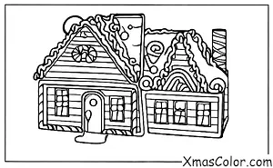 Noël / Traditions de Noël: Une famille fait une maison de pain d'épices
