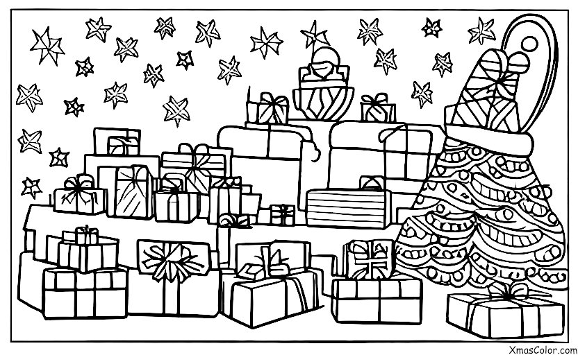 Noël / Traîneau du Père Noël: Le traîneau est plein de cadeaux