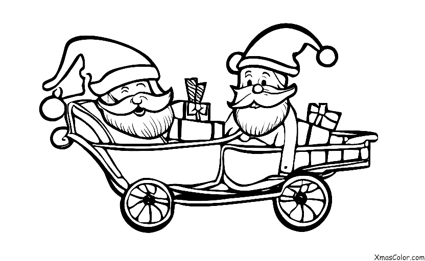 Noël / Traîneau du Père Noël: Père Noël conduisant le traîneau