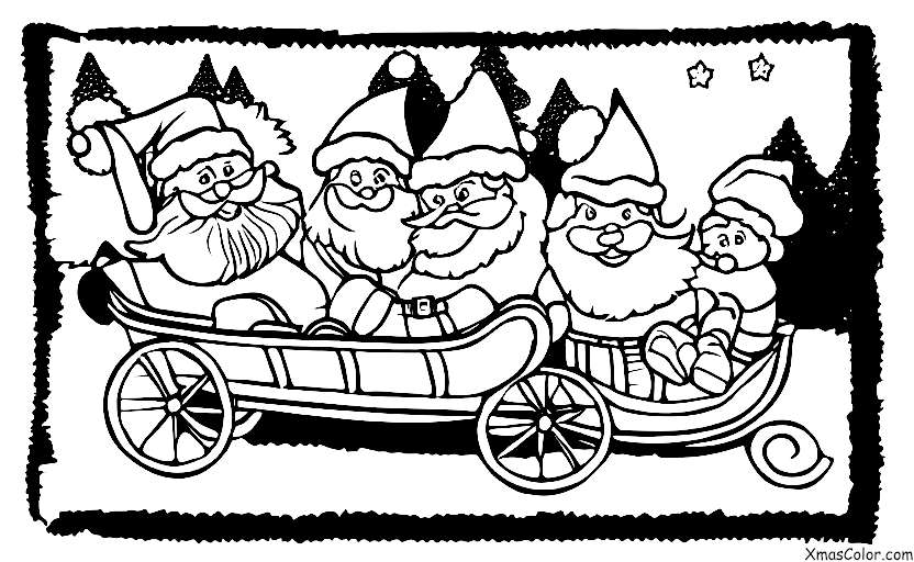 Noël / Traîneau du Père Noël: Père Noël conduisant sa traîneau