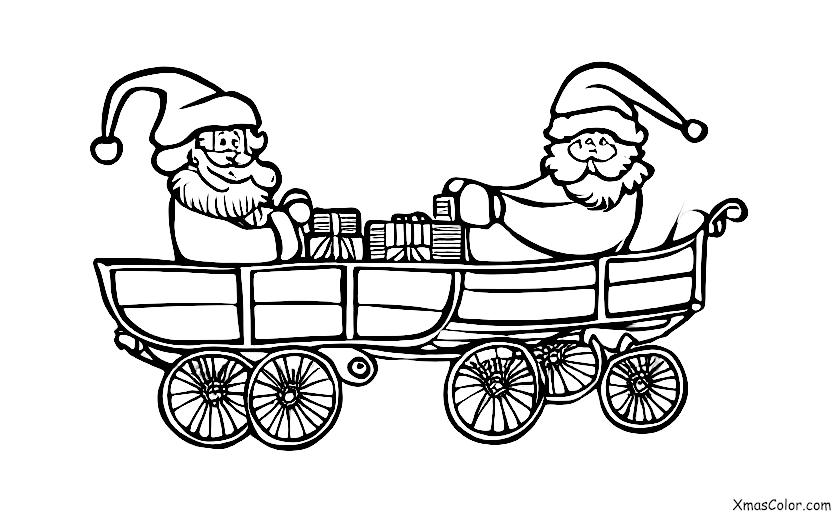 Noël / Traîneau: Père Noël conduisant son traîneau