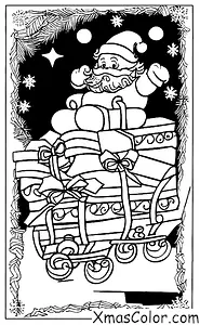 Noël / Traîneau: Traîneau de Noël tiré par le Père Noël