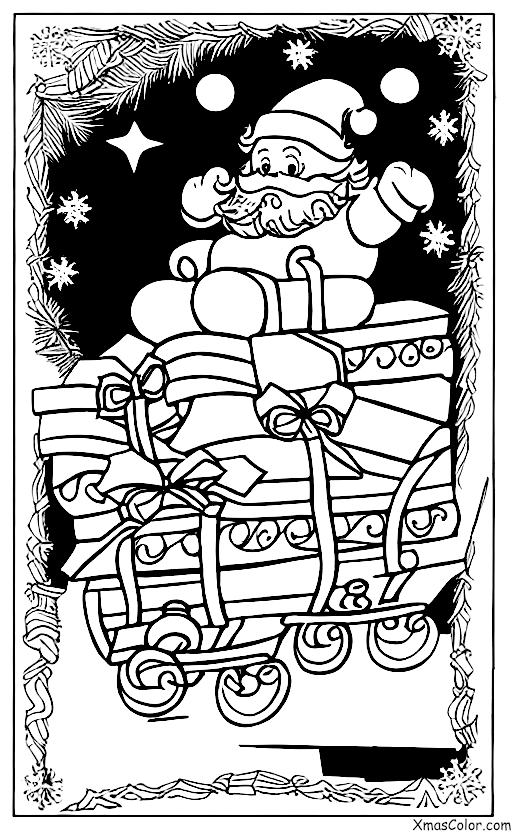 Noël / Traîneau: Traîneau de Noël tiré par le Père Noël