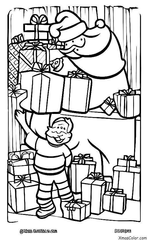 Noël / Veille de Noël: Le Père Noël apportant des cadeaux