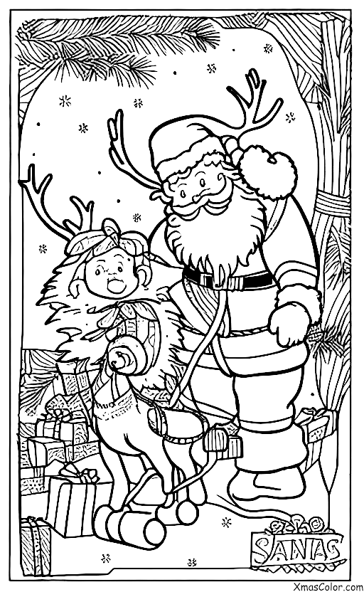 Noël / Veille de Noël: Le Père Noël et ses rennes décollent