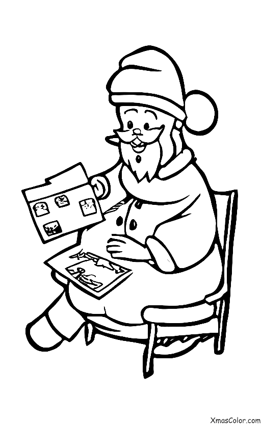 Noël / Veille de Noël: Père Noël lit une lettre d'un enfant
